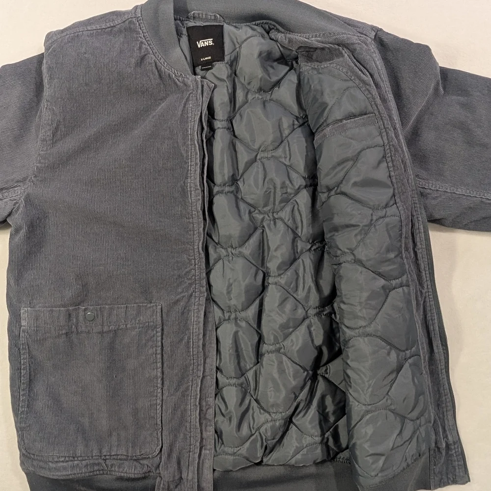 Vans Carlson Corduroy Bomber Jacket‎ Quilted Blue Gray XL